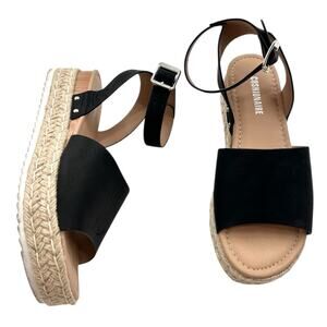 Cushionaire Miranda Black Espadrille Platform Open Toe Sandals Size 8.5